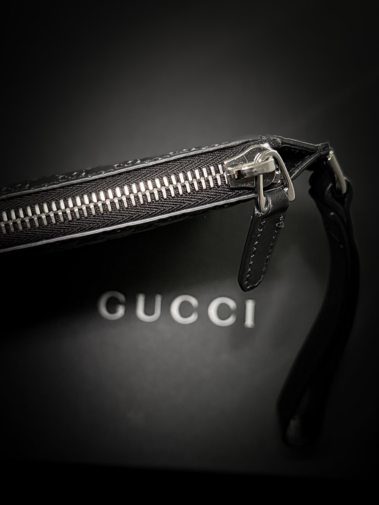 Brand New Gucci Unisex Micro GG Leather Clutch Black - Model: 544477 - Grey Market