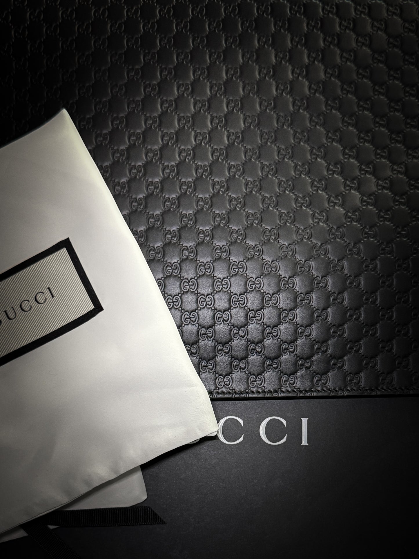 Brand New Gucci Unisex Micro GG Leather Clutch Black - Model: 544477 - Grey Market
