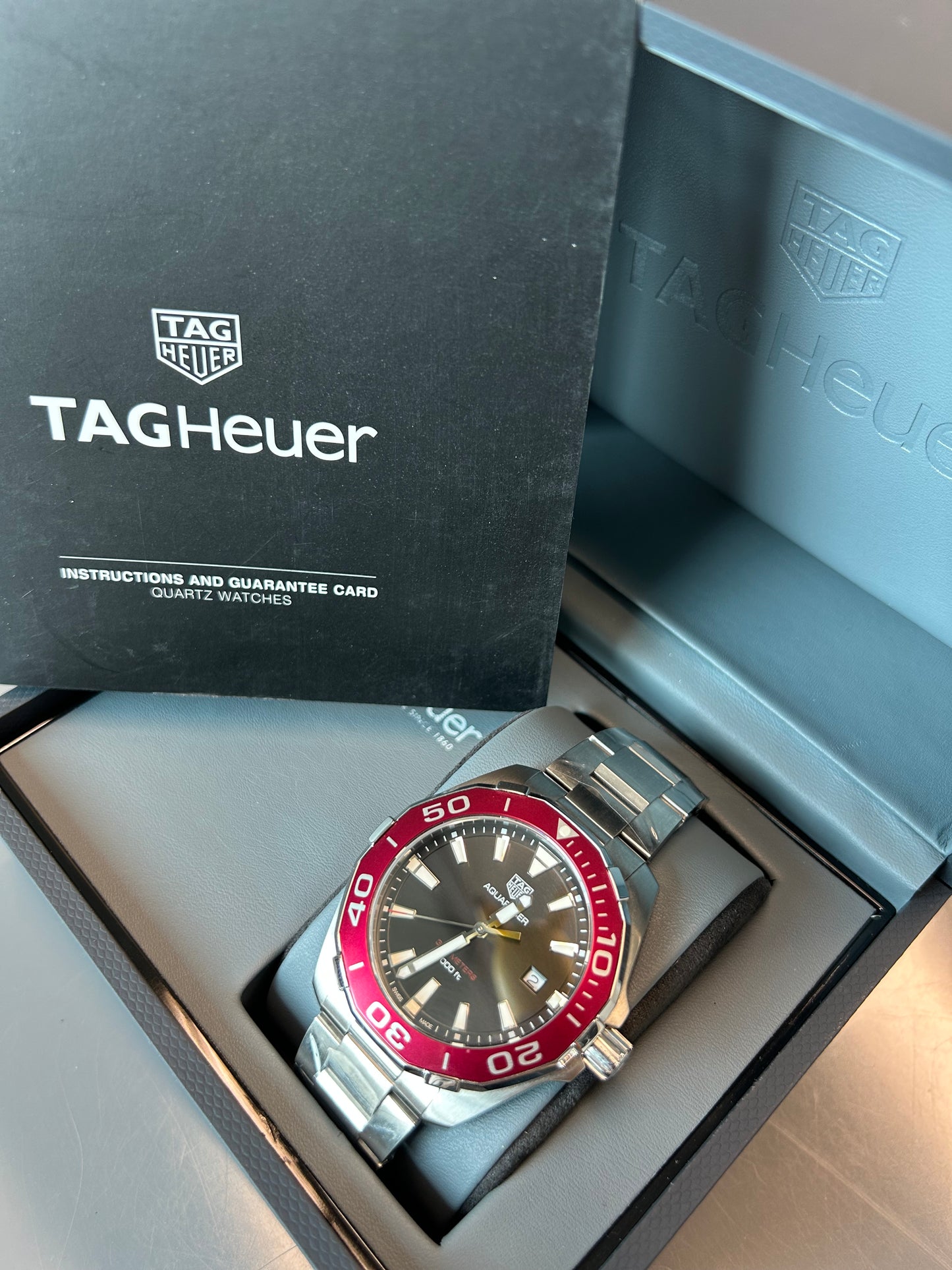 Tag Heuer Aquaracer Quartz Date (Red Bezel) - Grey Market