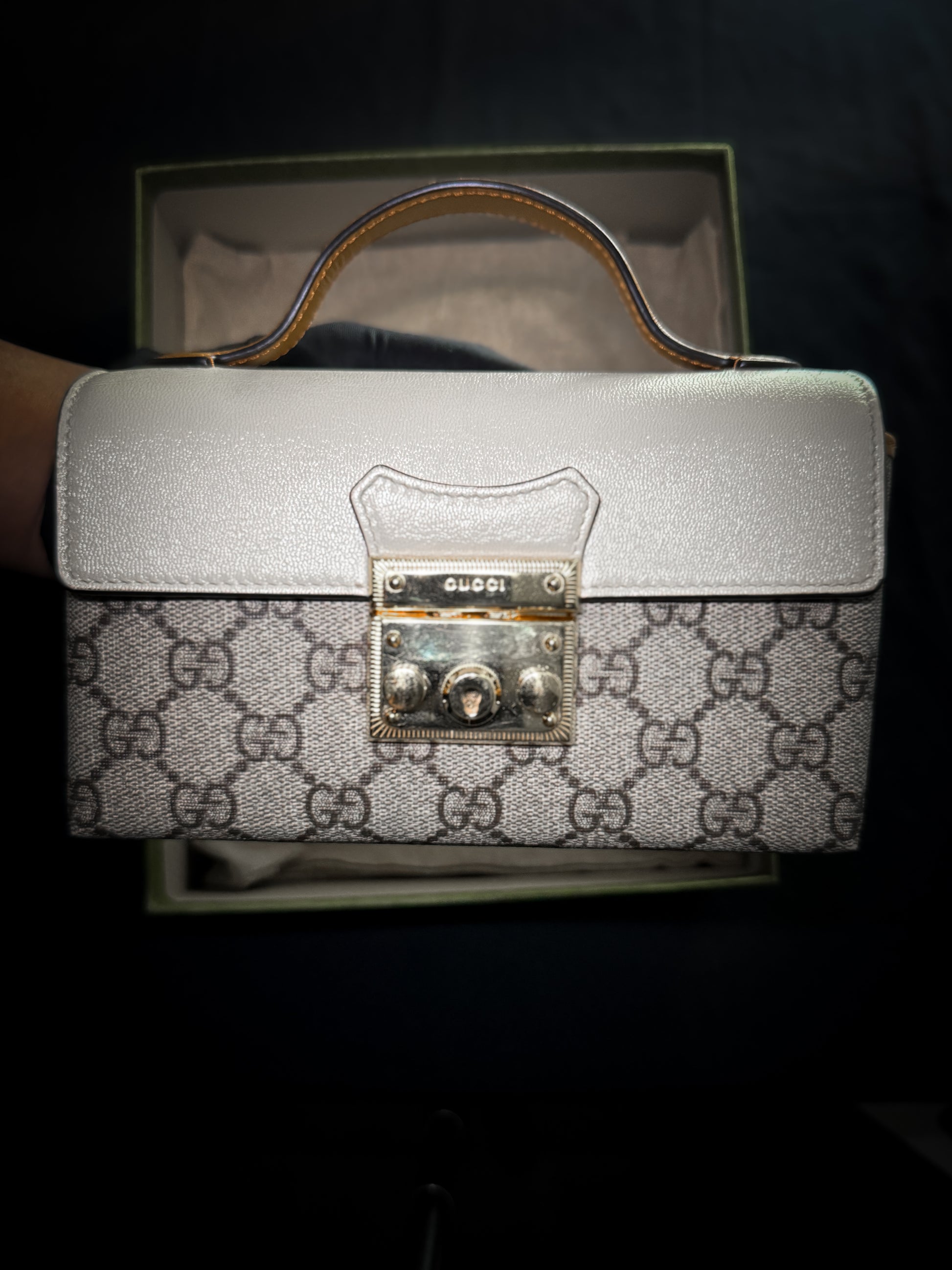 Gucci GG Supreme Canvas Padlock Mini Bag - Grey Market