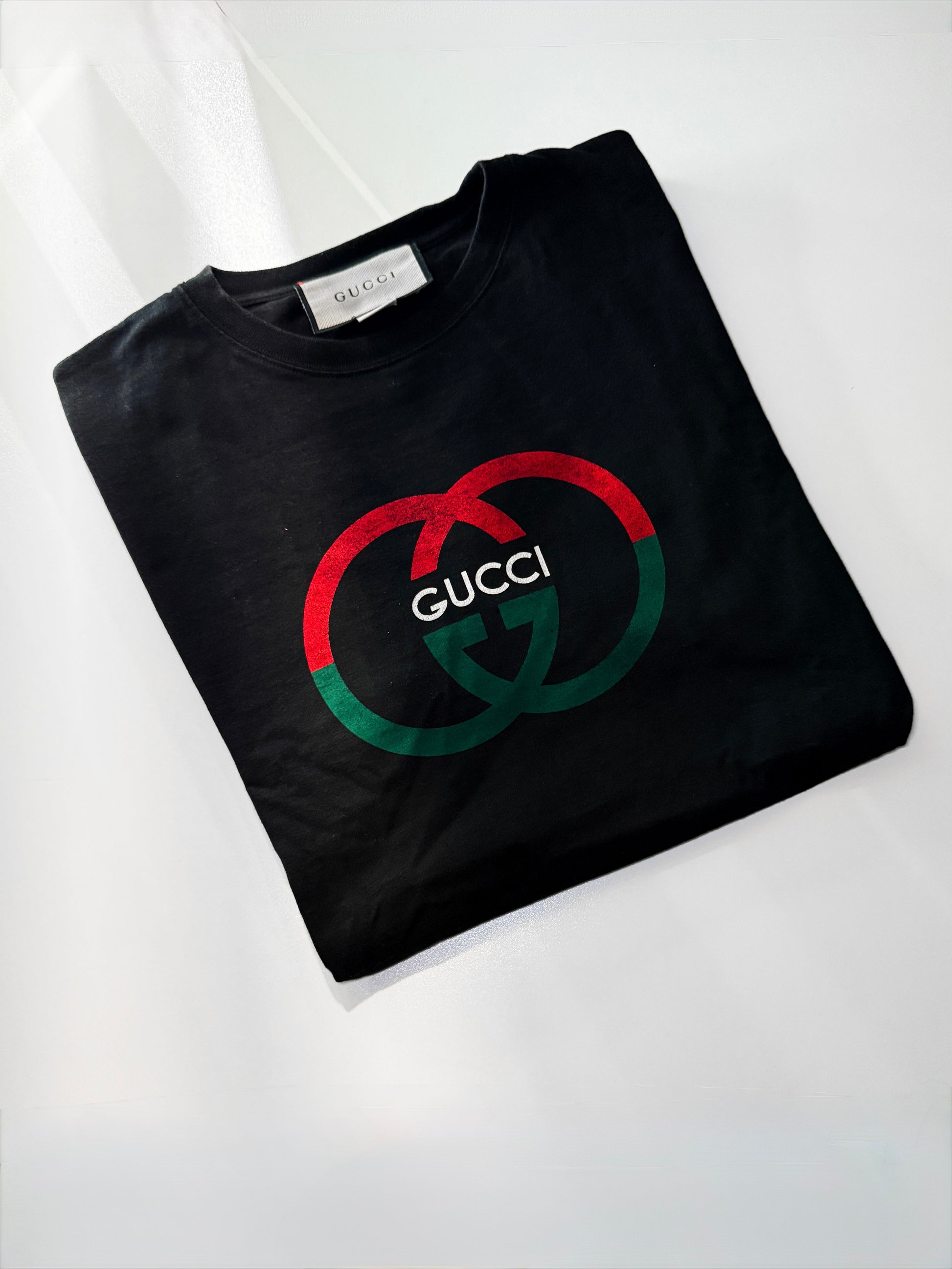 Gucci Black Logo Print Cotton Tshirt - Model: 71758XJF68-1152-S - Grey Market