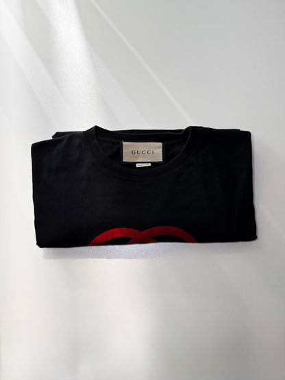 Gucci Black Logo Print Cotton Tshirt - Model: 71758XJF68-1152-S - Grey Market