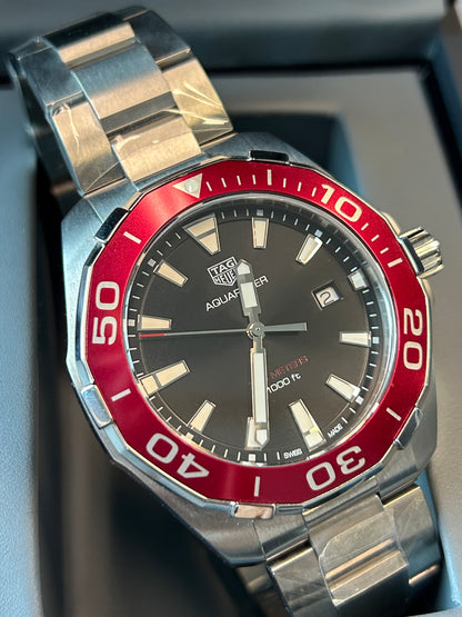 Tag Heuer Aquaracer Quartz Date (Red Bezel) - Grey Market