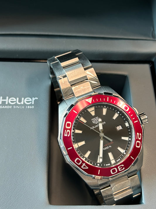Tag Heuer Aquaracer Quartz Date (Red Bezel) - Grey Market